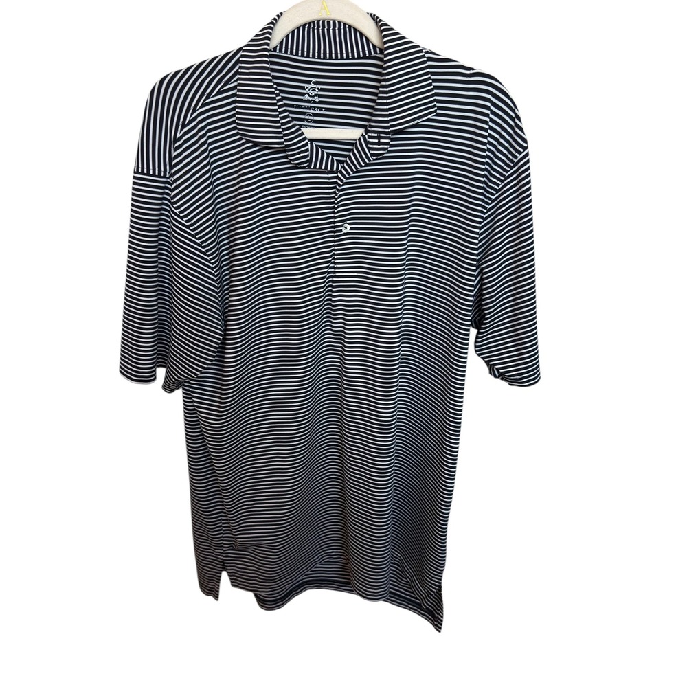 Turtleson Golf Polo Shirt Striped Short‎ Sleeve Performance Casual Size L